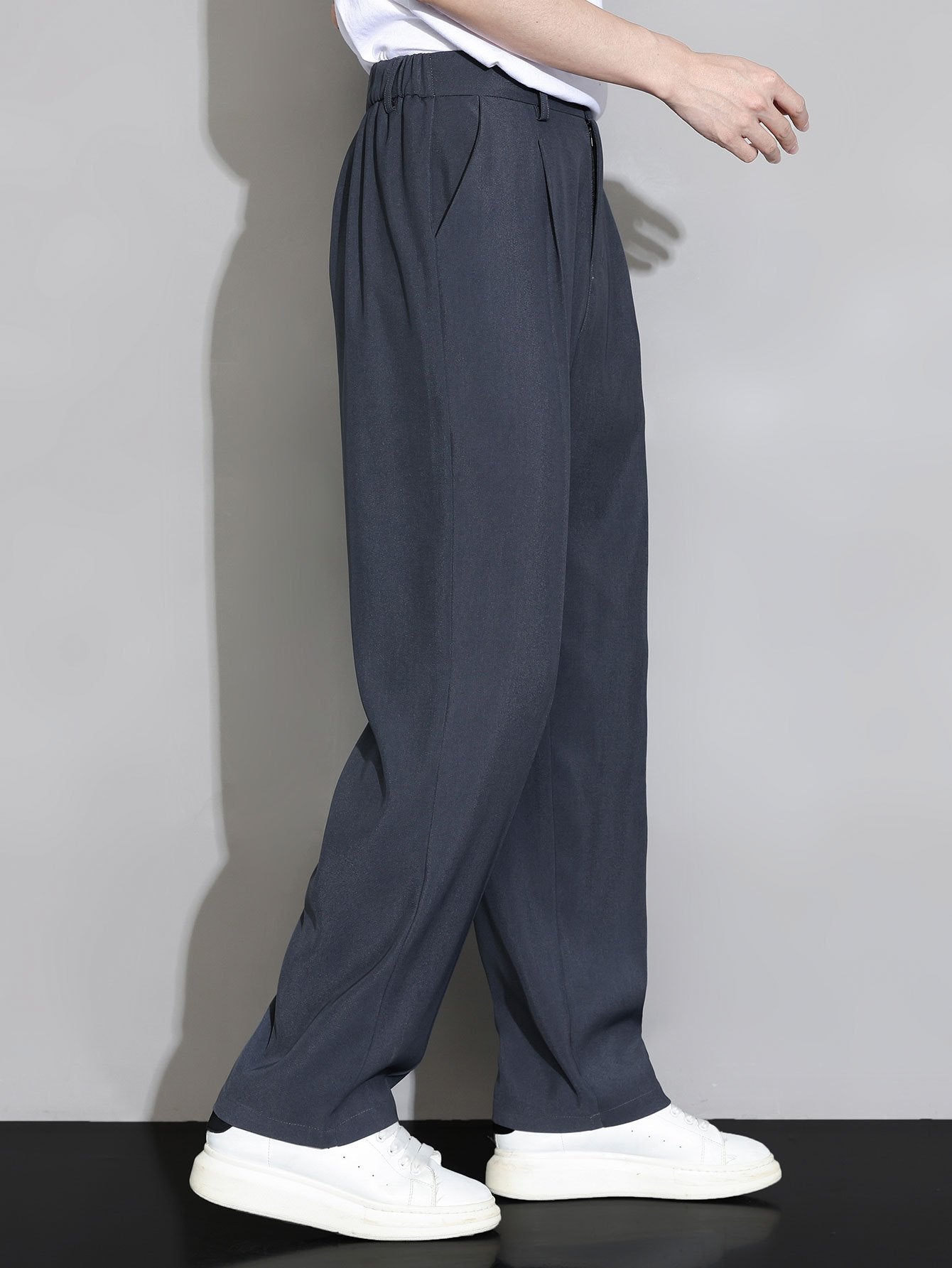 Comfortable Elastic Waist Straight-Leg Pants