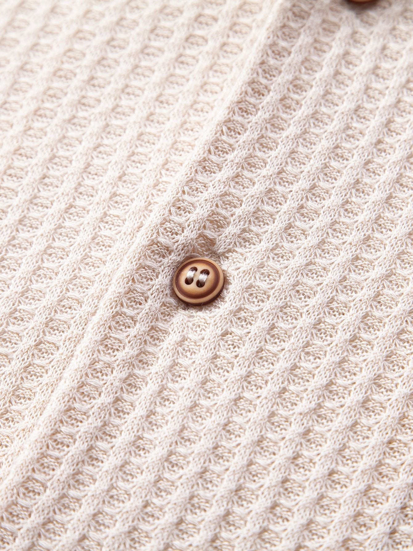 Cuban Collar Short Sleeve Waffle Knit Shirt with Straight Leg Linen Trousers