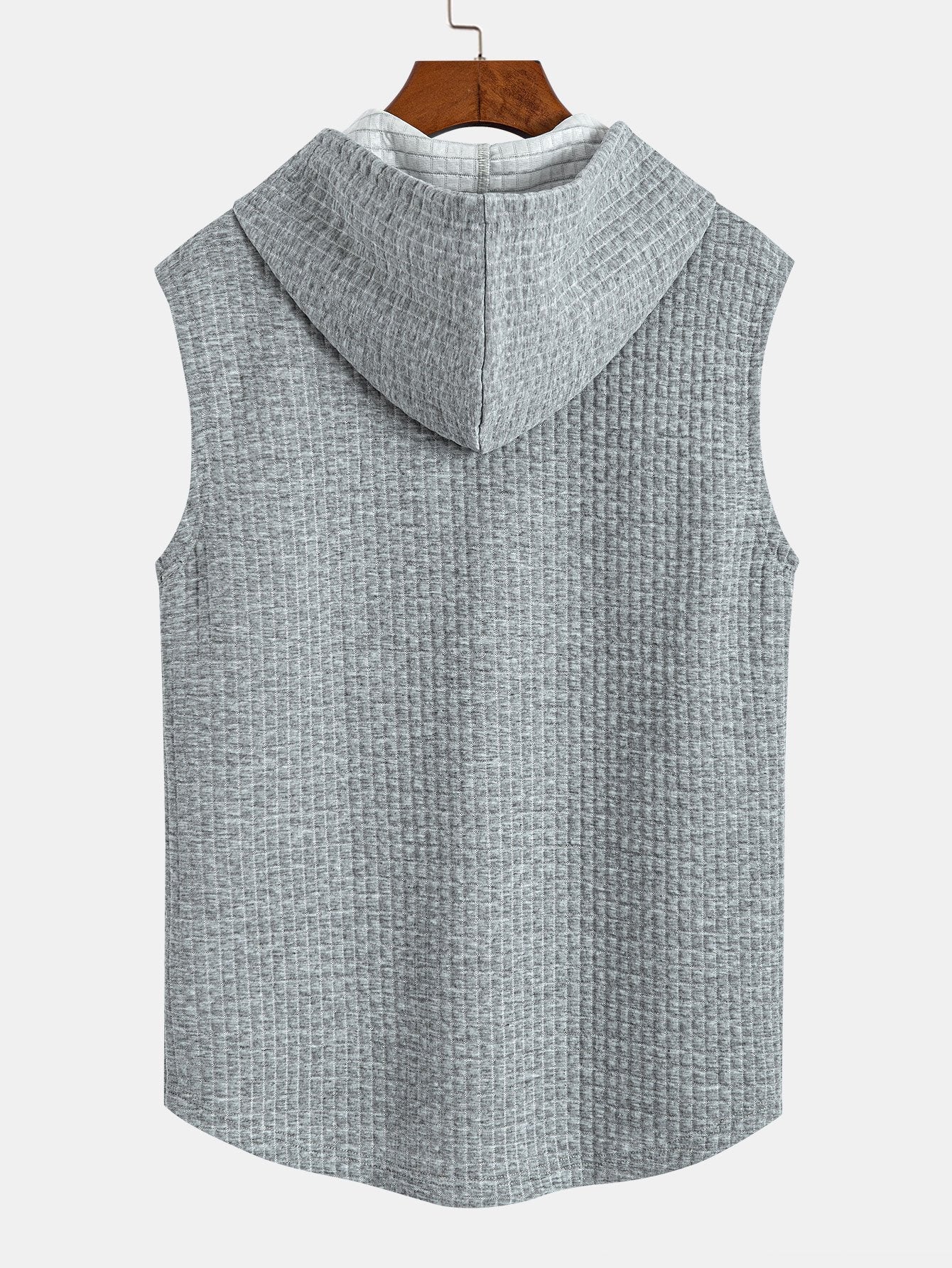 sleeveless Waffle Knit Hooded Vest
