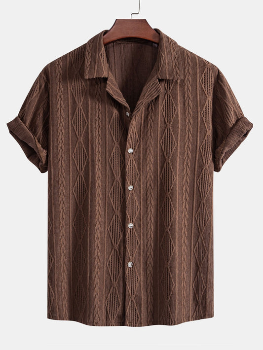 Geometric Pattern Jacquard Cuban Shirt