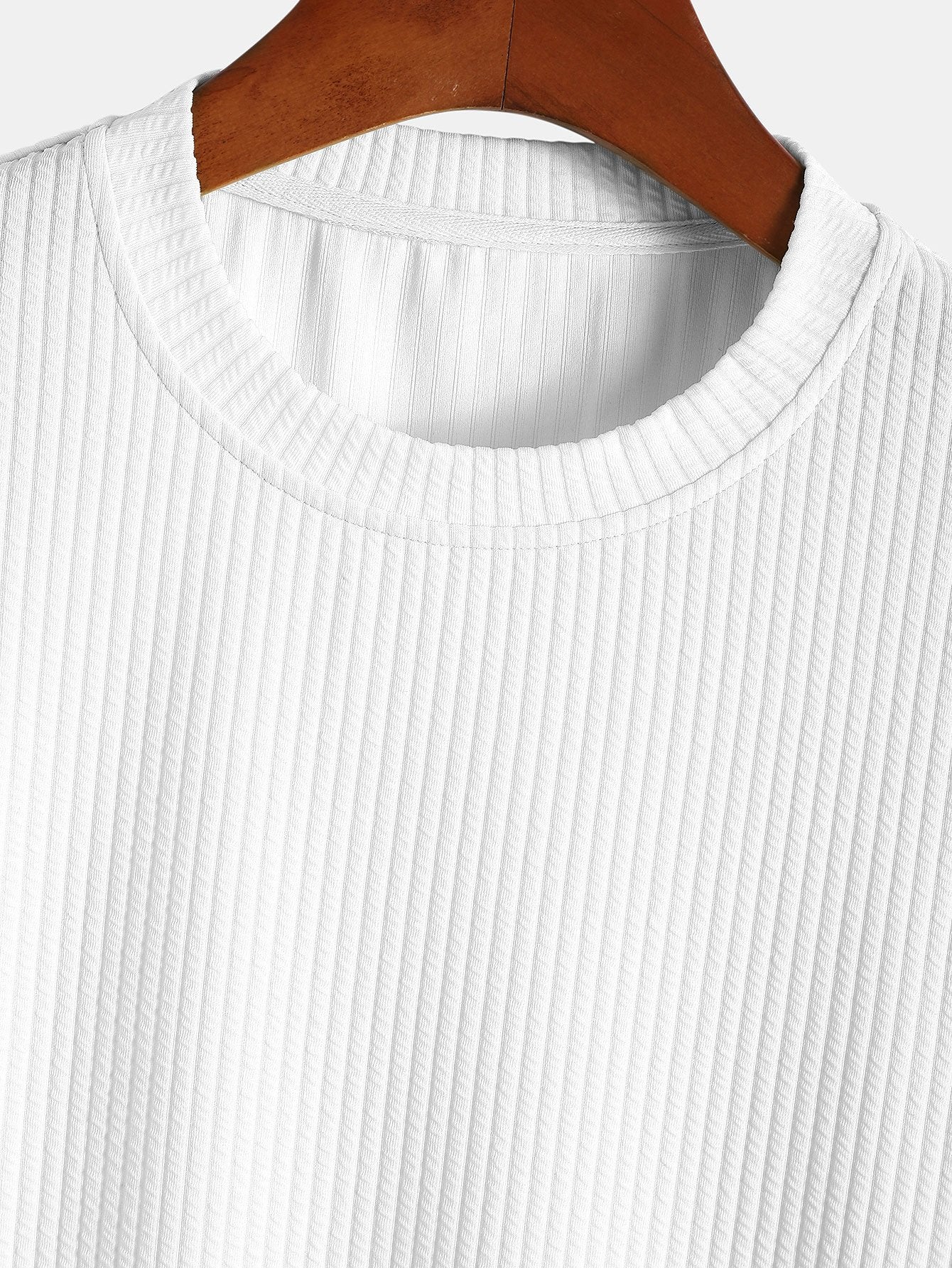 Ribbed Muscle Fit T-Shirt with Arc Hem