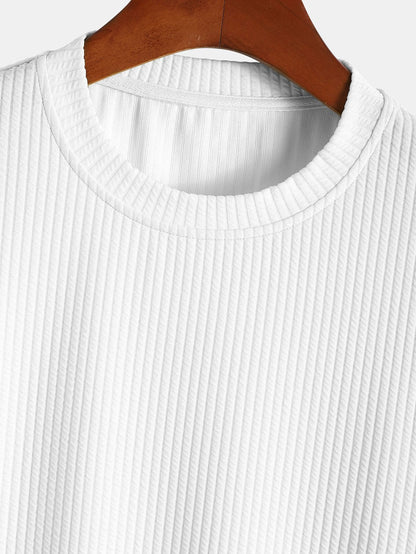 Ribbed Muscle Fit T-Shirt with Arc Hem