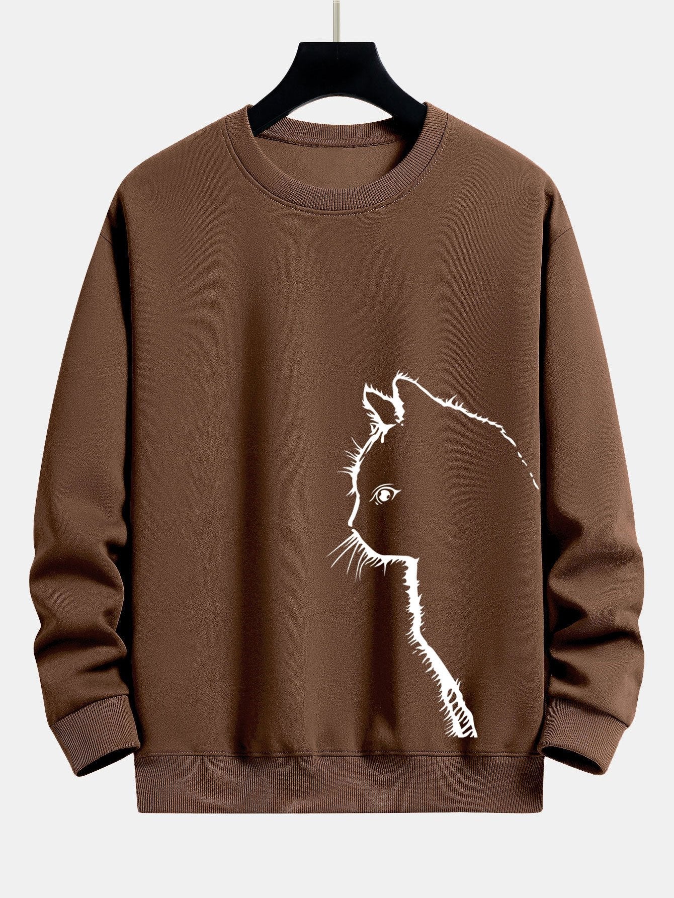 Relaxed Fit Sweatshirt with Cat Silhouette Design
