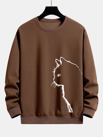 Relaxed Fit Sweatshirt with Cat Silhouette Design
