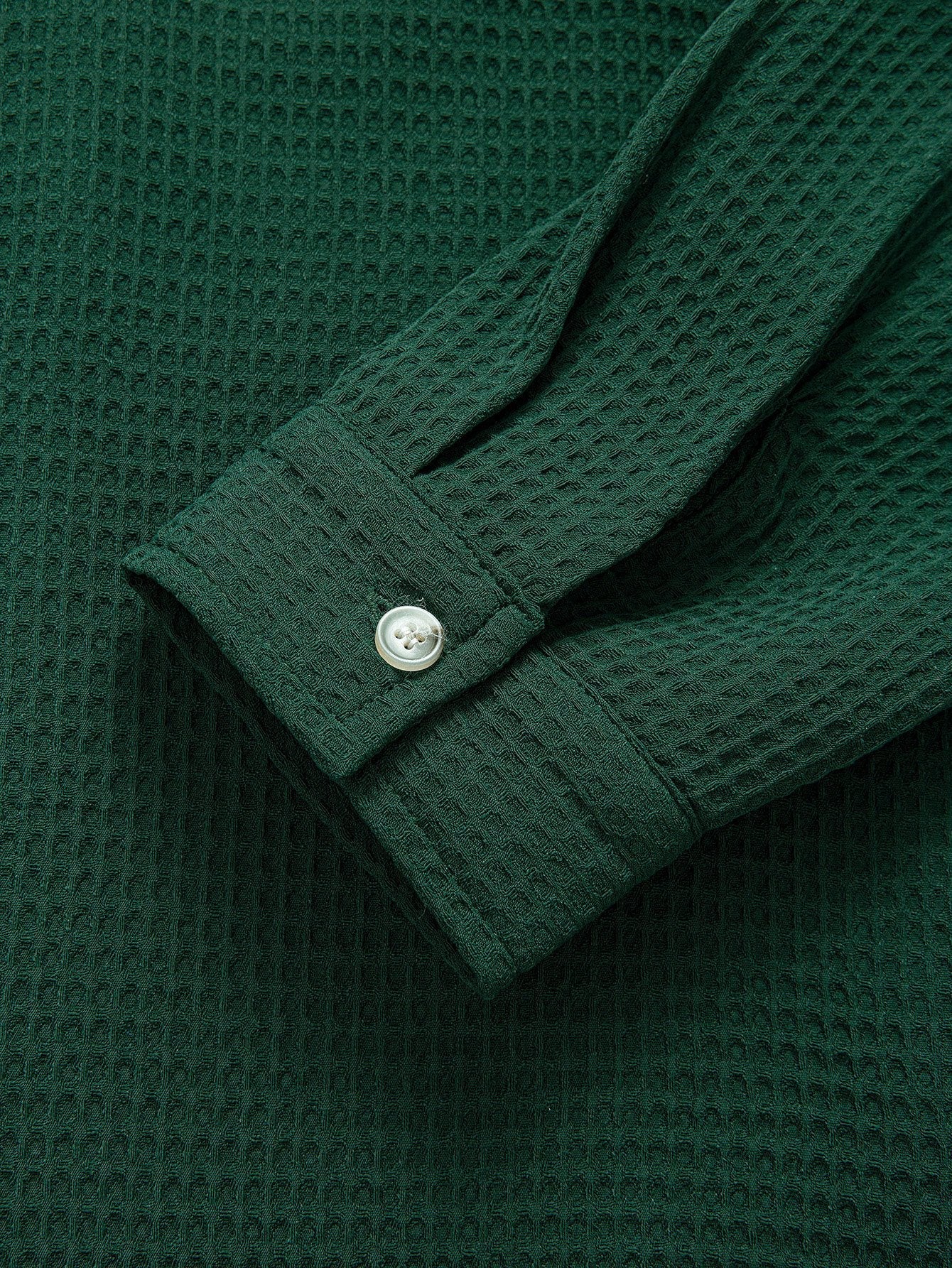 Waffle Knit Long Sleeve Cuban Collar Shirt