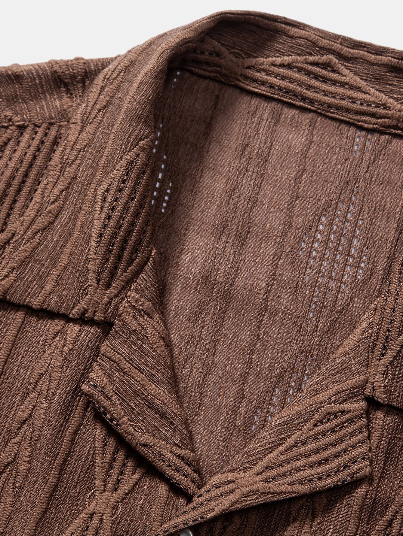 Geometric Jacquard Cuban Collar Shirt with Linen Drawstring Shorts