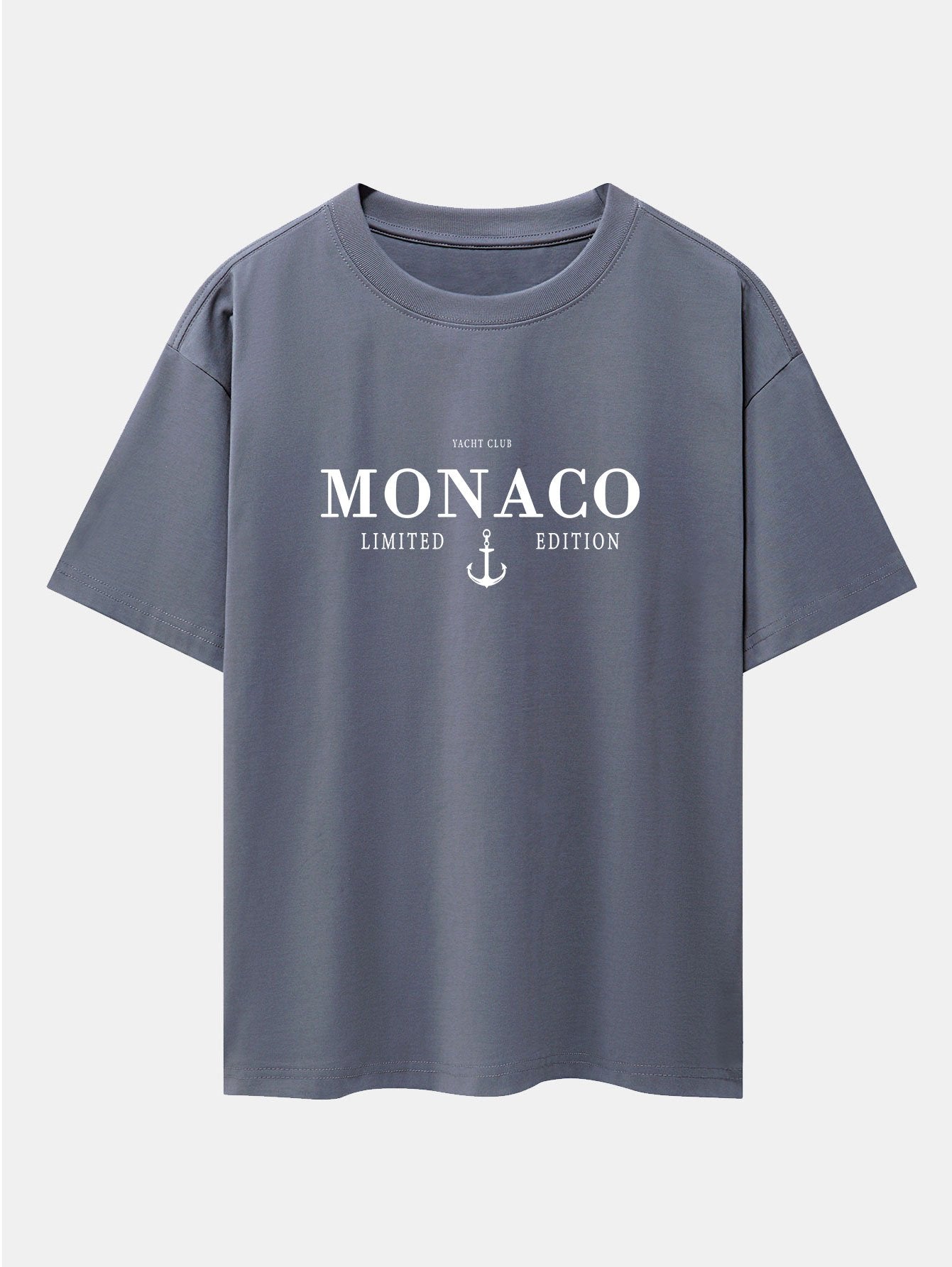 Monaco Oversized T-Shirt with Slogan Print and Drop Shoulder Design