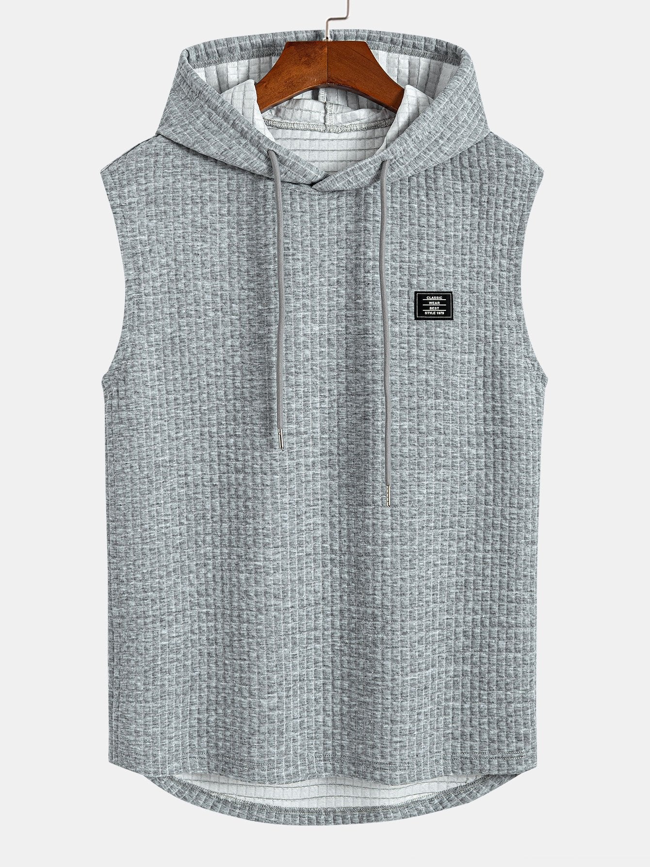 sleeveless Waffle Knit Hooded Vest