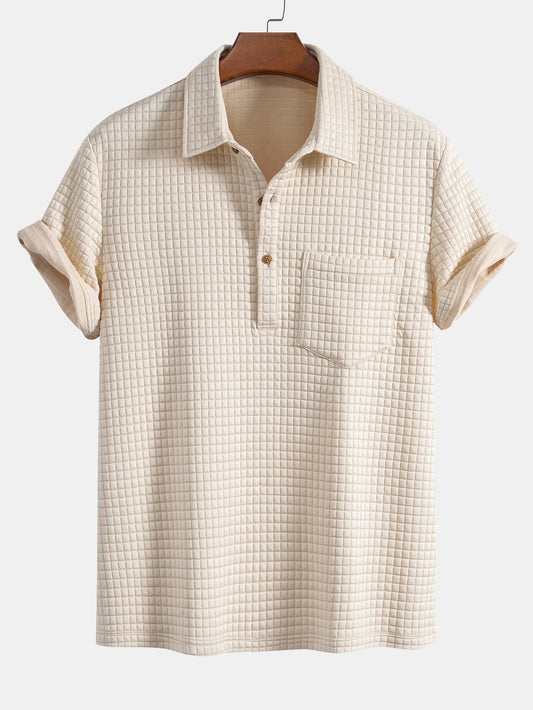 Polo Shirt with Waffle Texture and Pockets