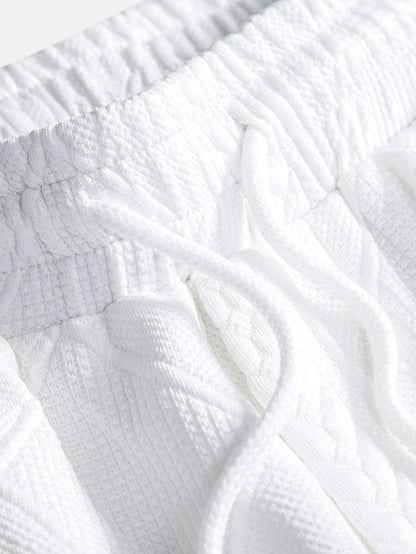 Geometric Patterned Drawstring Shorts