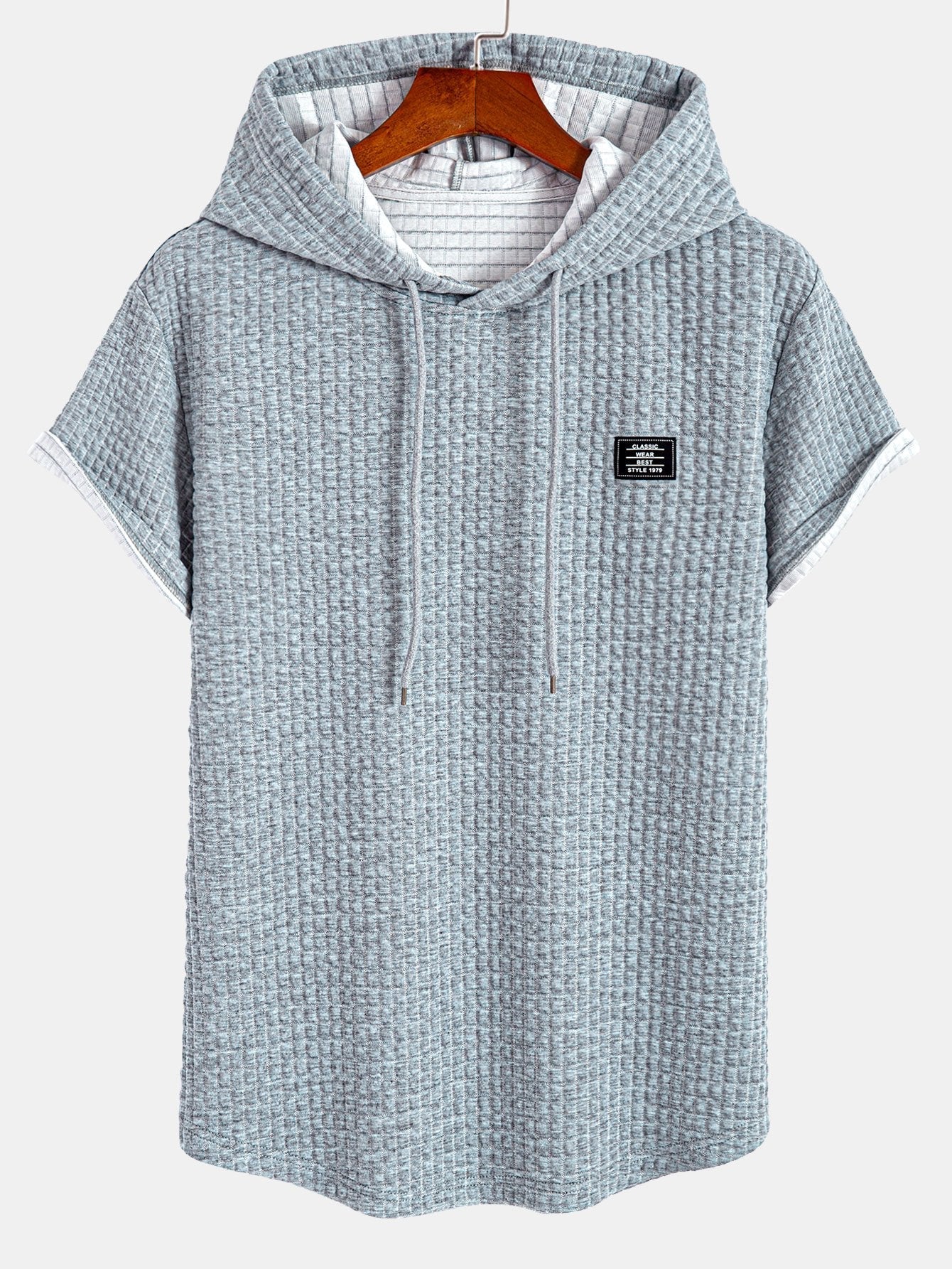 Waffle Knit Hooded T-Shirt with Arc Hem