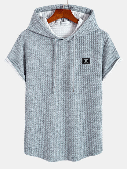 Waffle Knit Hooded T-Shirt with Arc Hem