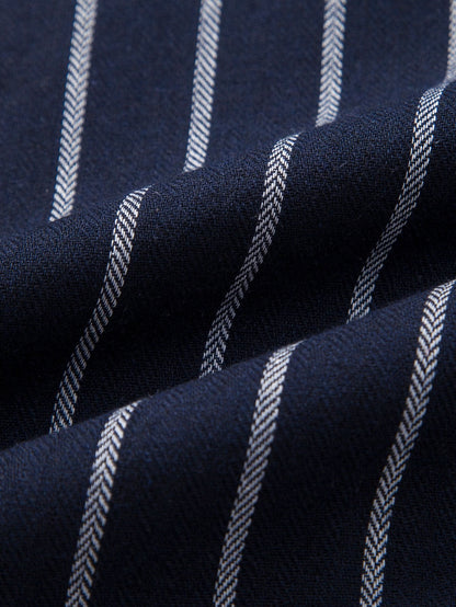 Striped Button-Up Shirt in Cotton Blend